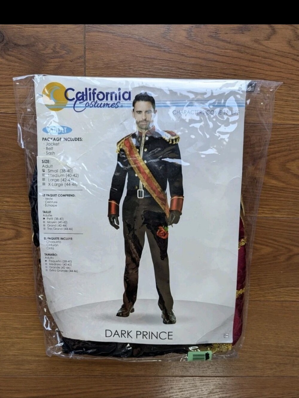 California Costumes Dark Prince Adult Small NIB 3 Piece Costume